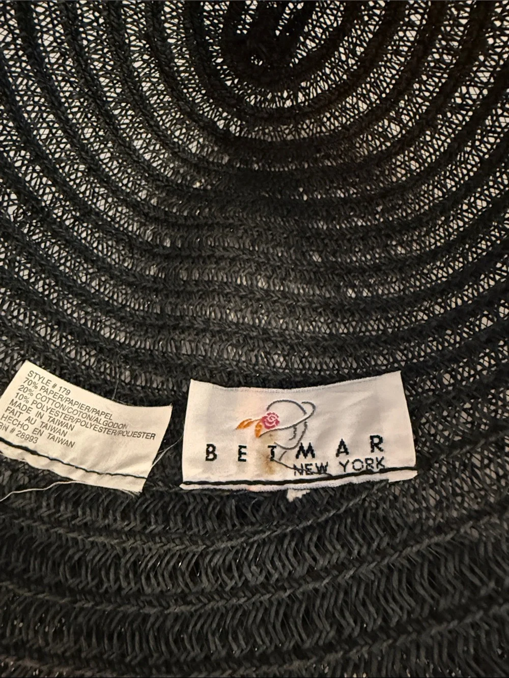 betmar Black Woven Sun Hat with Brim